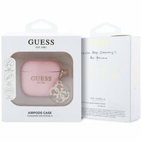 Guess AirPods 4 cover Silicone 4G Charm ümbris - roosa