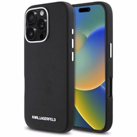 Karl Lagerfeld Saffiano Full Wrapped Elongated Metal Logo MagSafe Ümbris jaoks iPhone 16 Pro Max - must