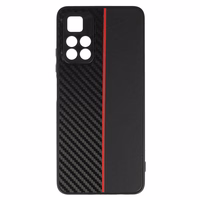 Tel Protect CARBON Ümbris jaoks Xiaomi Redmi Note 11 5G/Note 11S 5G/Poco M4 Pro 5G Must with punane stripe