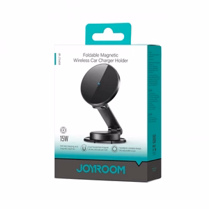 Autoehoidja Joyroom JR-ZS408 must (juhtmevaba laadimine 15W) (magnetiline / kleepuv alus)