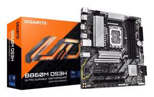 GIGABYTE B860M DS3H emaplaat - Intel Core Ultra seeria protsessorid, 5+1+2+1 faasi VRM, kuni 9066MHz DDR5, 1xPCIe 5.0 + 1xPCIe 4.0 M.2, 2.5GbE LAN, USB 3.2 Gen 2