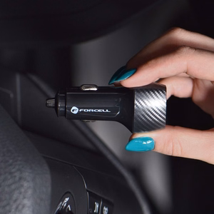 FORCELL CARBON car laadija Type C 3.0 PD20W + Type C 3.0 PD20W CC50-2C must (Total 40W)