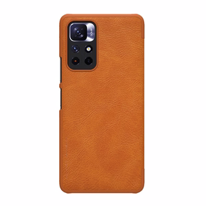 Чехол-книжка Nillkin Qin для Xiaomi Redmi Note 11T 5G / Note 11S 5G / Note 11 5G (China) / Poco M4 Pro 5G с защитой камеры коричневый