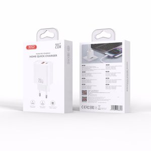 XO CE40 PD 20W seinalaadija, 1x USB-C, 1x USB, valge
