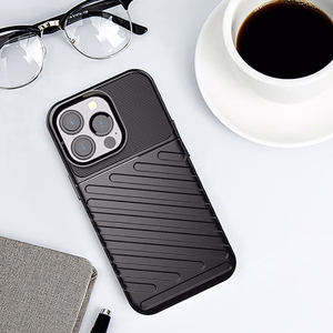 Thunder Case Paindlik ja vastupidav TPU ümbris iPhone 13 Pro jaoks must