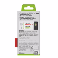Powerbank SBS 20000 mAh 20W sisseehitatud USB-C kaabli ja digitaalse ekraaniga - must