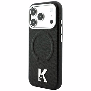 Karl Lagerfeld Grained Embossed Ring & Kameo Logo ümbris seadmele iPhone 18 Pro Max / 17 Pro Max, MagSafe-ühilduv – must