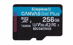 Kingston memory card 256GB microSDXC Canvas Go Plus Gen4 200MB/s A2 U3 V30 + adapter