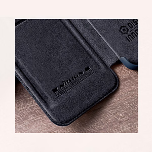 Nillkin Qin nahast Pro Case ümbris Samsung Galaxy S22+ (S22 Plus) kaamera kaitsja Holster Cover Flip Case Brown