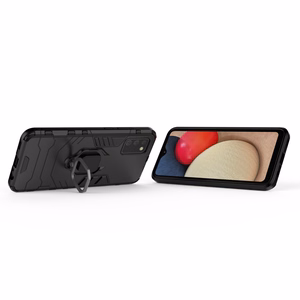 Ring Armor kõva hübriidümbrise ümbris + magnetiline hoidja Samsung Galaxy A03s (166.5) mustale küljele