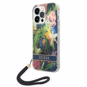 Guess GUOHCP14LHFLSB iPhone 14 Pro 6.1 "sinine / sinine hardcase Flower Strap