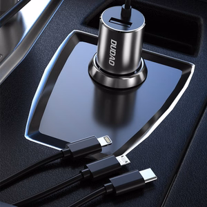 Dudao 3in1 USB car laadija 3,4 A built-in kaabel Lightning / USB Type C / micro USB must (R5ProN must)