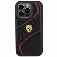 Ferrari Twist Metal Logo ümbris jaoks iPhone 15 Pro - must