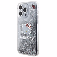 Hello Kitty Liquid Glitter Charms Kitty Head ümbris jaoks iPhone 15 Pro Max - hõbedane