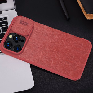 Kott Nillkin Qin Pro Nahast Apple iPhone 14 Pro Max pruun