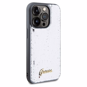 Guess Sequin Script Metal ümbris jaoks iPhone 14 Pro - hõbedane
