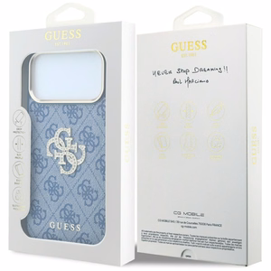 Guess 4G & Big Strass Logo ümbris iPhone 18 Pro / 17 Pro jaoks, sinine