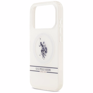 US Polo DH and Bottom Stripe Logo MagSafe Ümbris jaoks iPhone 17 Pro - Valge