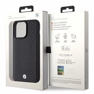 BMW Leather Diamond Pattern ümbris jaoks iPhone 15 Pro Max - must