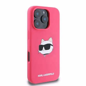 KARL LAGERFELD ümbris jaoks IPHONE 16 Pro Max compatible with MagSafe KLHMP16XSCHPPLF (Sil Choupette Head Print) fuschia