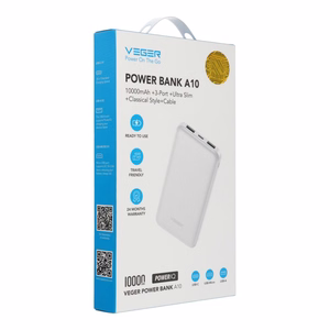 Akupank Veger A10 (W1065) 2A 10000 mAh valge