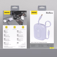 Dudao K32 22.5W 10000 mAh Powerbank with Built-in USB-C/ Lightning Kaabel - Purple