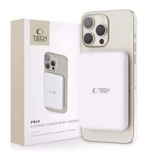 Tech-Protect LifeMag PB10 Powerbank MagSafe 5000mAh 15W USB-C portiga - valge + USB-C kaabel
