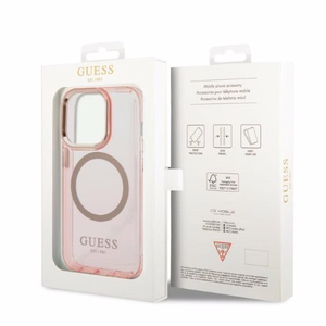 Guess GUHMP14LHTCMP iPhone 14 Pro 6.1" roosa/roosa hard ümbris kuldne Outline Translucent MagSafe