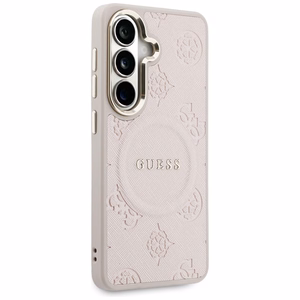 Guess ümbris Saffiano Peony Embossed Ring MagSafe Samsung Galaxy S26 Plus roosa