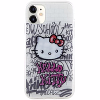 Hello Kitty IML Kitty On Bricks Graffiti ümbris jaoks iPhone 11 / Xr - valge