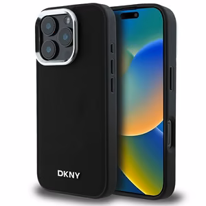 DKNY Plain Hõbedane Logo MagSafe iPhone 16 Pro Max Ümbris - Must