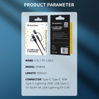 Wozinsky WNBAA 4in1 kaabel 2x USB-C 1x USB-A 1x Lightning 60W 1 m - must