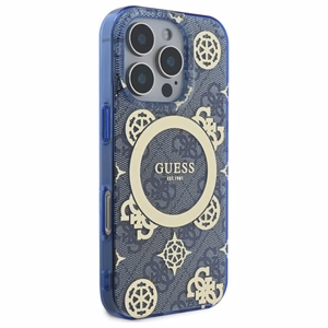 Guess IML Peony jaoks 4G Background MagSafe Ümbris jaoks iPhone 16 Pro - sinine