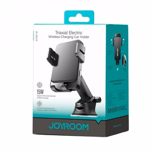 Autokinnitusein Joyroom ZS219 must / automaatne lukustus (juhtmevaba laadimine 15W) (mitte-magnetiline / kleepiv alus)