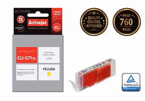 Activejet ACC-571YNX – kollane tindikassett, asendab Canon CLI-571XL Y, 12 ml, Supreme