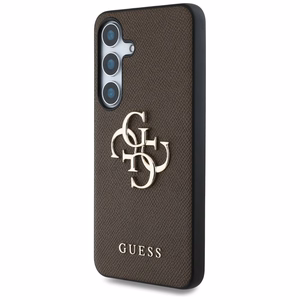 Guess Grained Big 4G Logo Small Classic Logo ümbris jaoks Samsung Galaxy S25 Plus brown