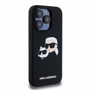 Силиконовый чехол Karl Lagerfeld Karl&Choupette MagSafe для iPhone 15 Pro Max - чёрный
