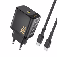 Dudao A27CEU PD 25W GaN USB-C seinalaadija USB-C kaabliga - must