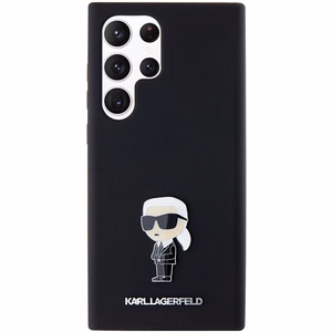 Karl Lagerfeld Silicone Ikonik Metal Pin ümbris jaoks Samsung Galaxy S24 Ultra - must