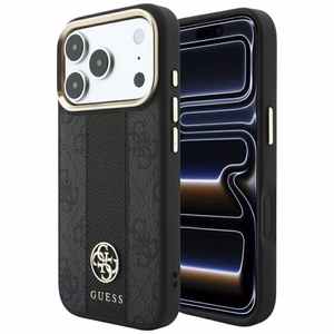 Ümbris mudelile IPHONE 18 Pro Max/17 Pro max ühildub MagSafe'iga (Stripe Round and Classic Logos 4G) (värv: must)