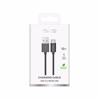 Puro TPE 12W USB-A - microUSB 1m Kaabel - must