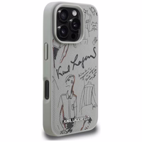 Karl Lagerfeld Grained Pattern & Logo MagSafe Ümbris for iPhone 16 Pro - hall