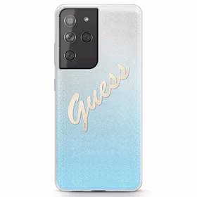 Guess GUHCS21LPCUGLSBL S21 Ultra G998blue kõva ümbris Glitter Gradient Script