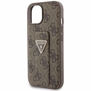 Guess Grip Stand 4G Triangle Strass ümbris jaoks iPhone 15 - brown