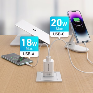 Wozinsky WWCEAC GaN USB-A USB-C 33W Wall Laadija - valge