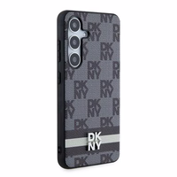 DKNY Leather Checkered Mono Pattern & Printed Stripes Ümbris jaoks Samsung Galaxy S24 - Must