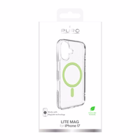 Puro Lite Mag TPU+PC Ümbris Compatible with MagSafe jaoks iPhone 17 - Läbipaistev with Roheline Ring