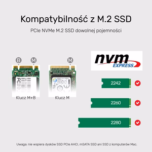UNITEK S1206A SolidForce USB-C – PCIe/NVMe M.2 SSD, 10 Gbps, kahepesaline korpus kloonimisel