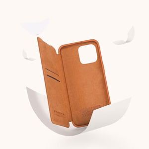 Kott Nillkin Qin Pro Nahast Apple iPhone 14 Pro Max pruun