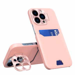 Leather Stand Ümbris jaoks Samsung Galaxy S23 Ultra Cover Card Wallet with Stand roosa